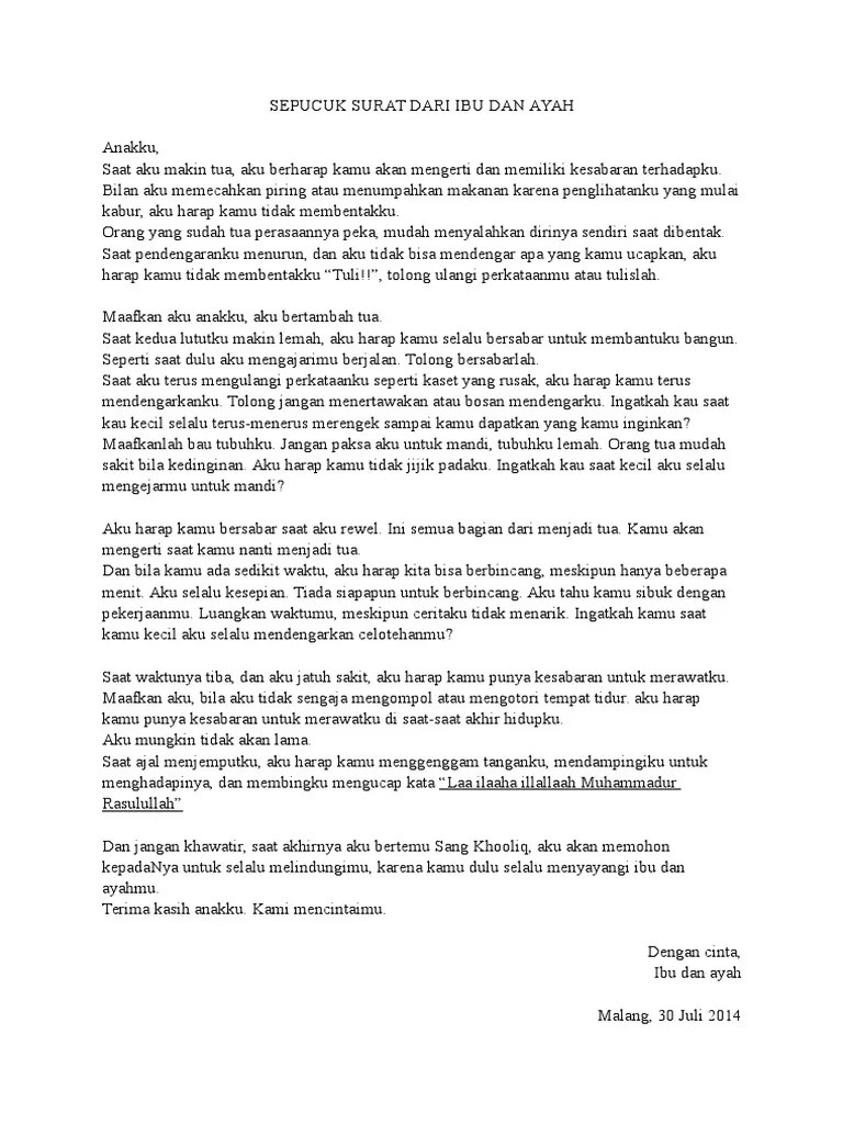 Sepucuk Surat Dari Ibu Dan Ayah | PDF