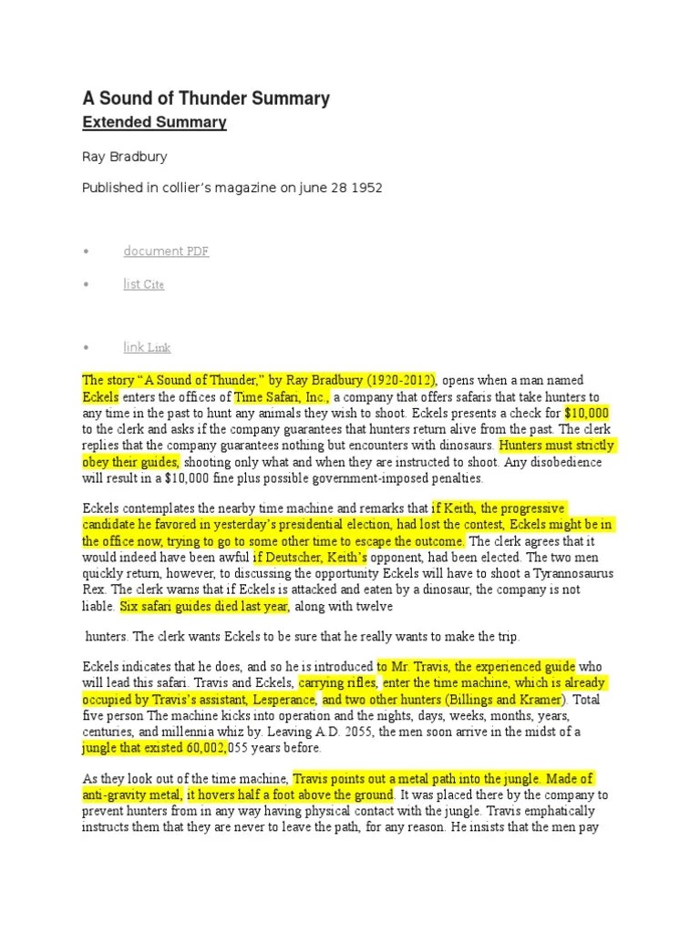 A Sound of Thunder Summary