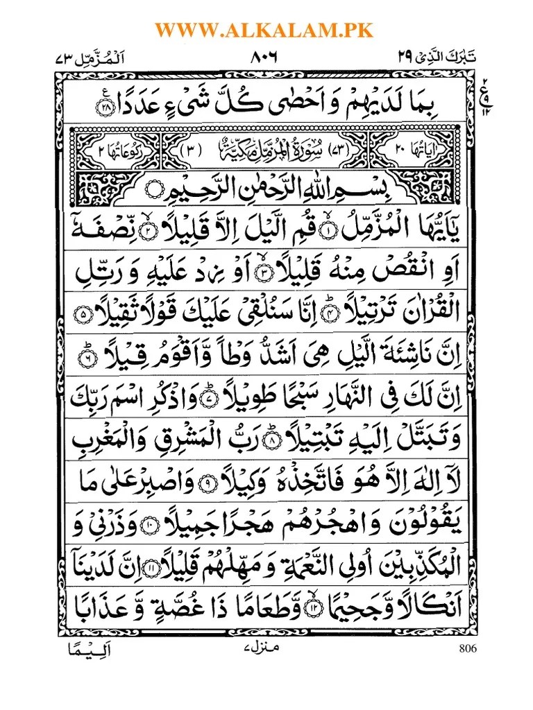 Surah Muzammil PDF PDF