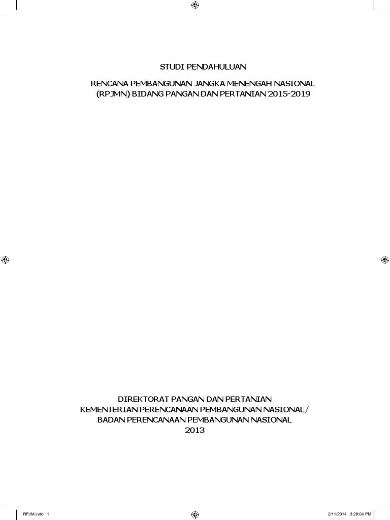RPJMN Bidang Pangan Dan Pertanian 2015-2019 | PDF