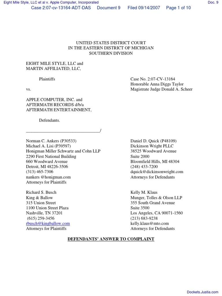 Defendants' Answer To Complaint PDF Affirmative Defense Pleading