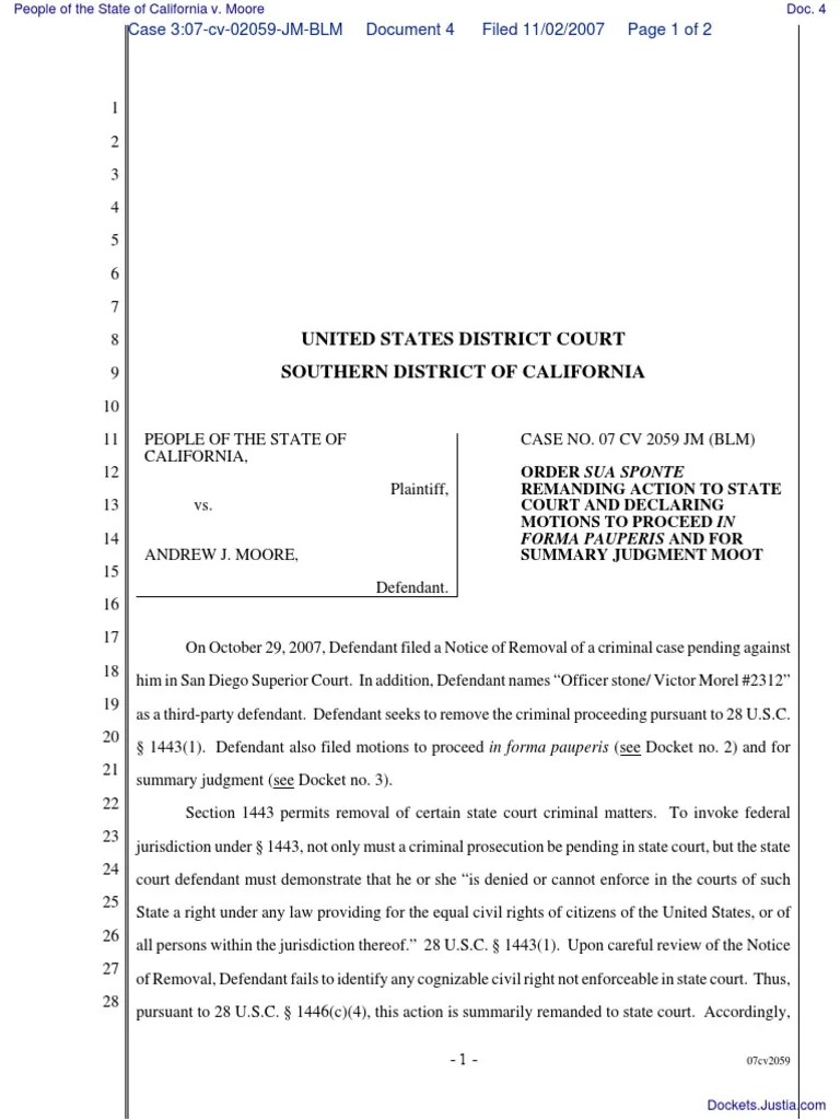 People of The State of California v. Moore Document No. 4 Summary