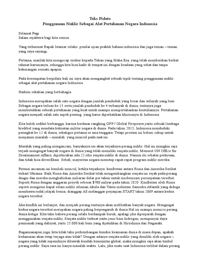 Teks Pidato Pertahanan Dan Keamanan | PDF