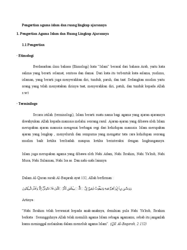Pengertian Agama Islam Dan Ruang Lingkup Ajarannya | PDF