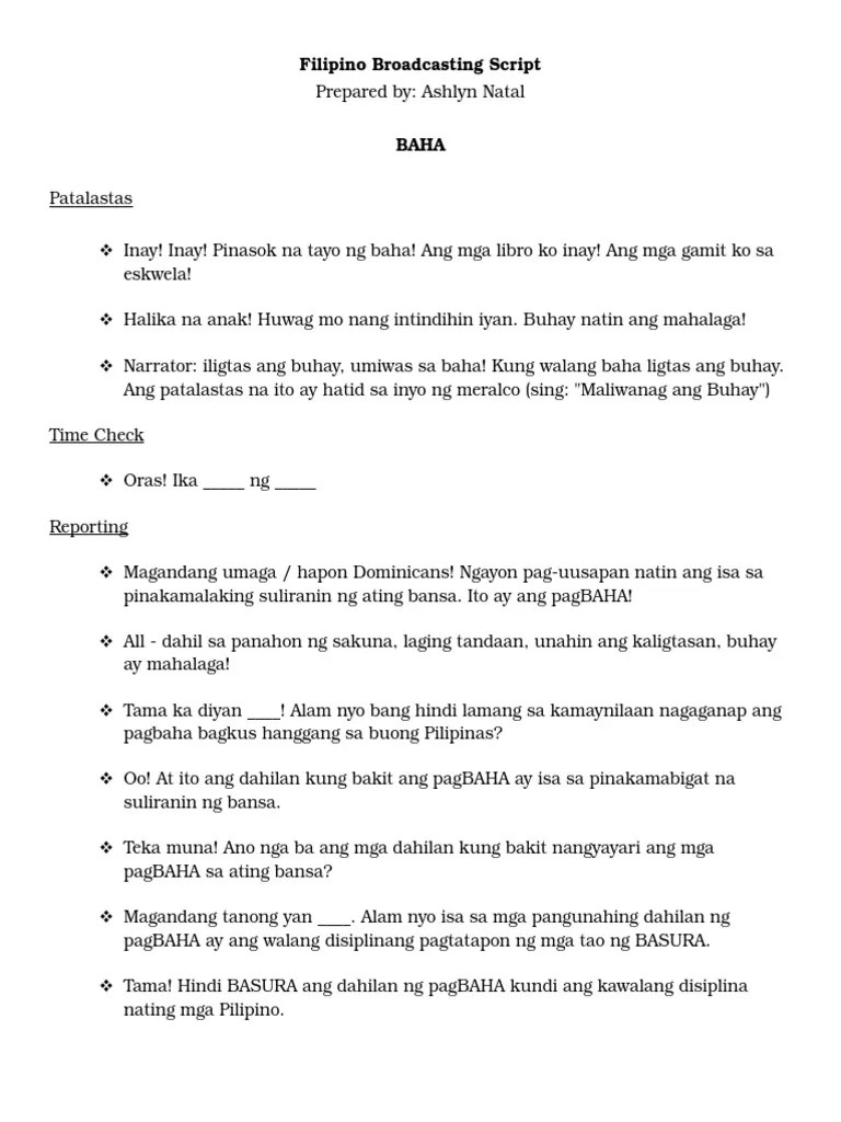 Filipino Broadcasting Script