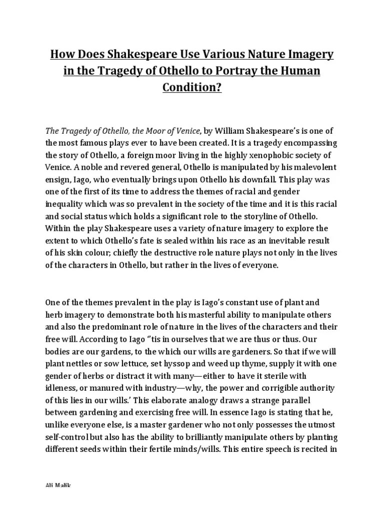 How Does Shakespeare Use Various Nature Imagery in the Tragedy of