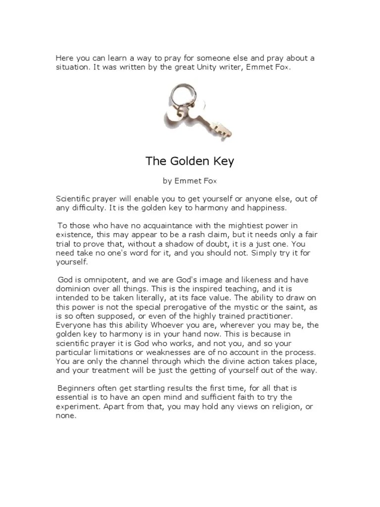 Golden Key Emmet Fox Prayer God