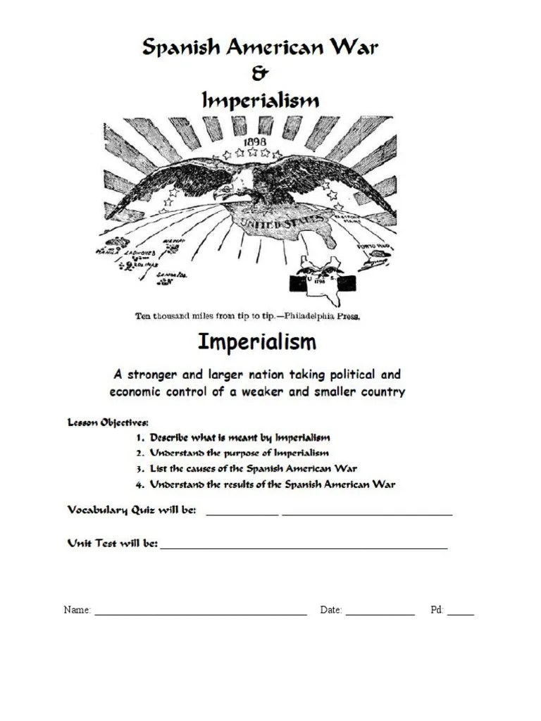 Imperialism Worksheet1 PDF Imperialism The United States