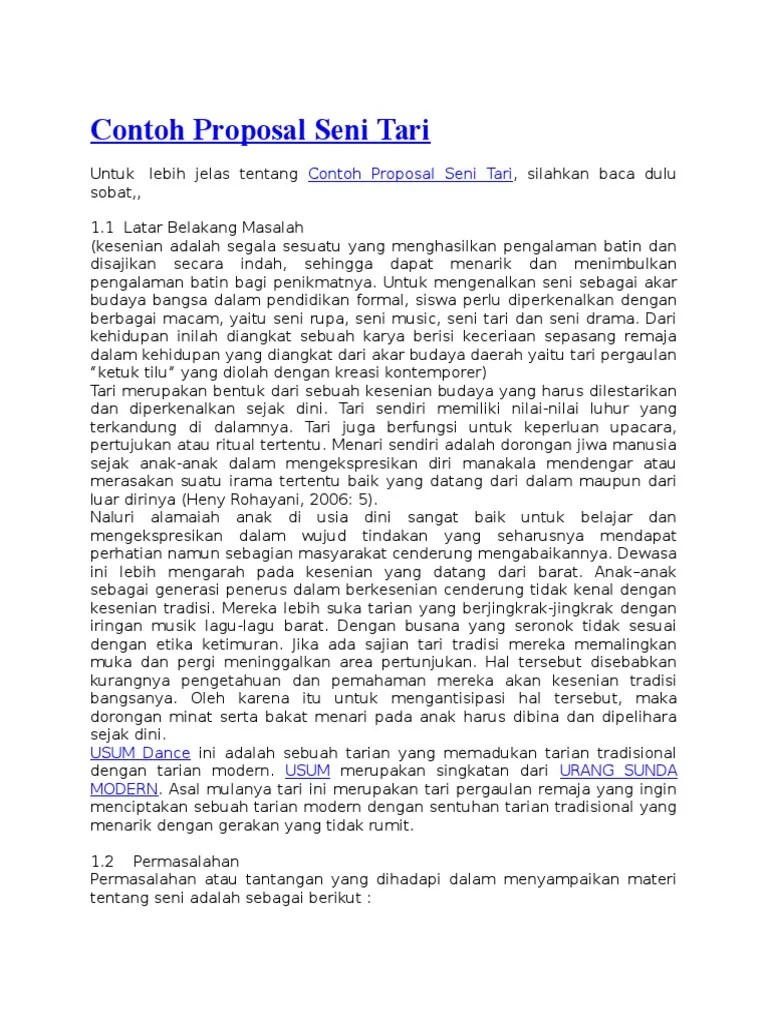 Contoh Proposal Seni Tari