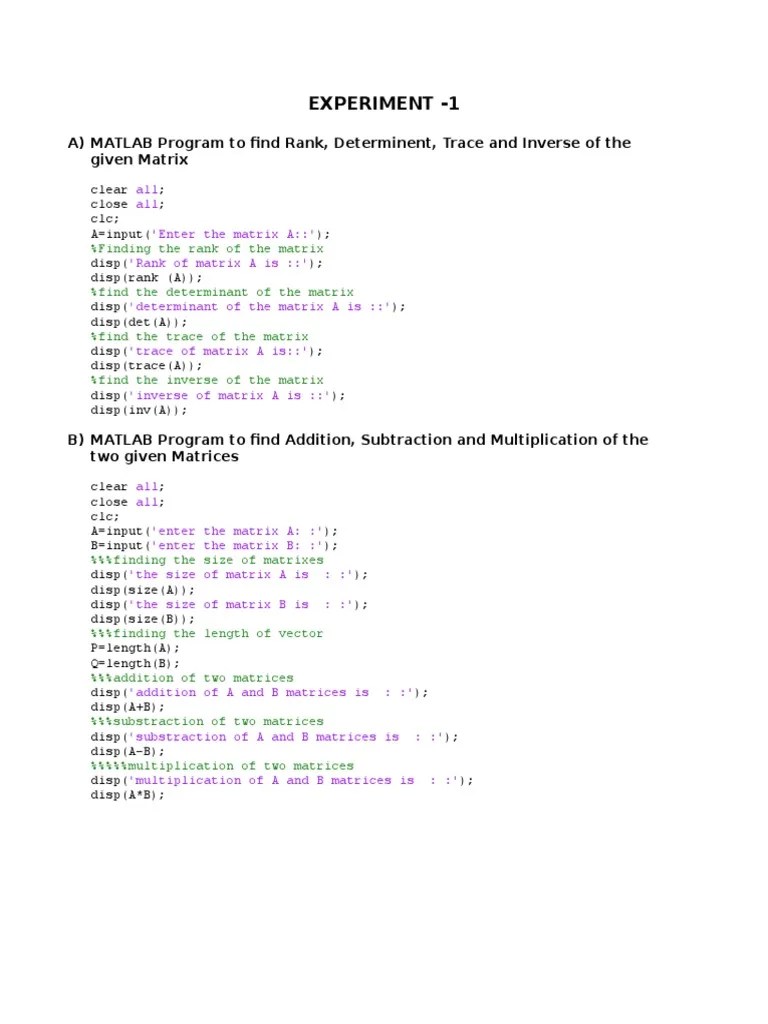 MATLAB Programs for Signal Processing Operations Including Generation