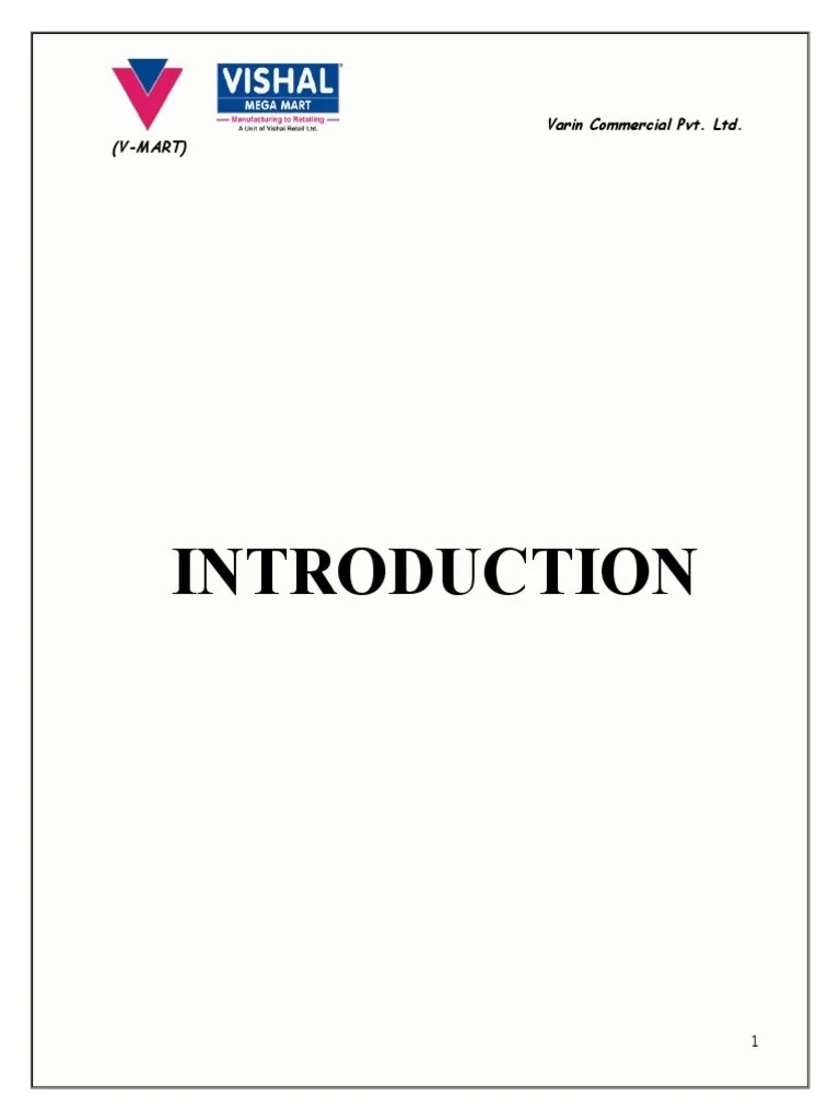 Comparative Vishal Mega Mart and V Mart PDF Retail Supermarket