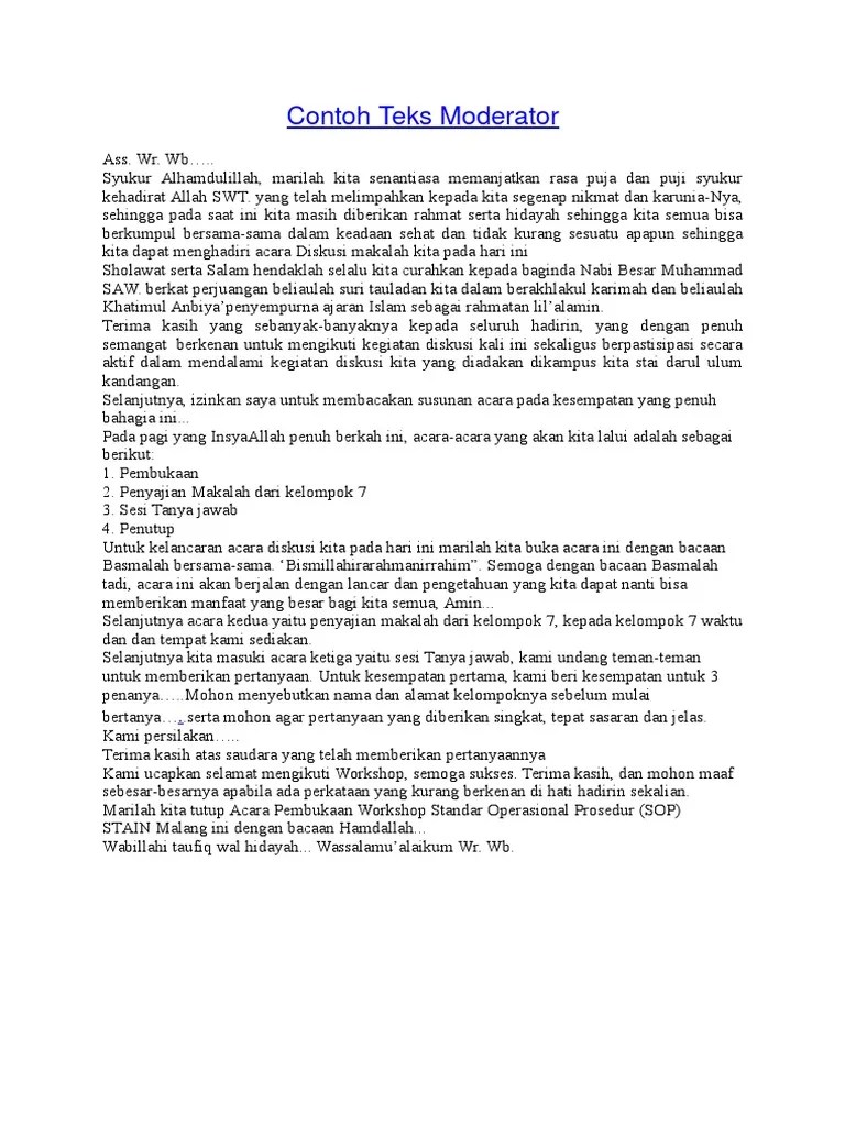 Contoh Teks Moderator Format Soal