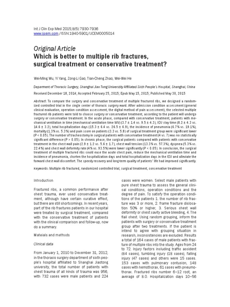 Which is Better to Multiple Rib Fractures, Surgical Treatment or
