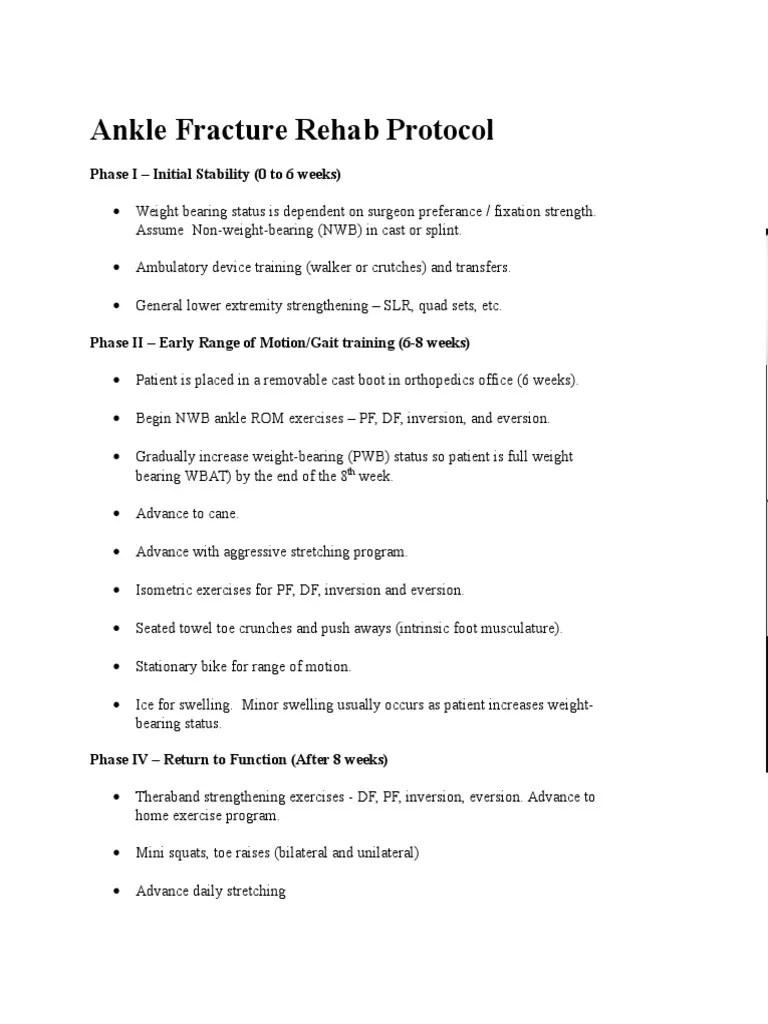 Ankle Fracture Rehab Protocol Ankle Physical Therapy