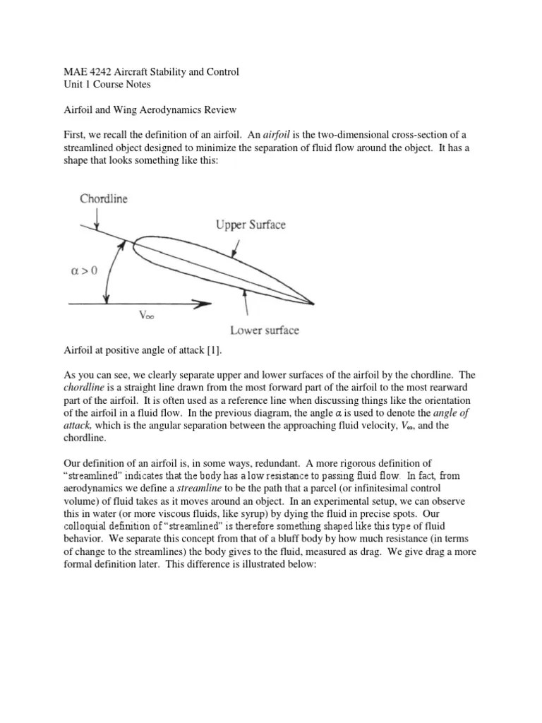 Unit 1 Notes aircraft stability and control notes Lift