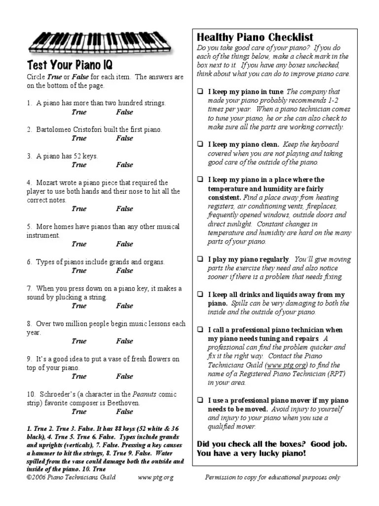 Piano Quiz Piano Keyboard Instruments