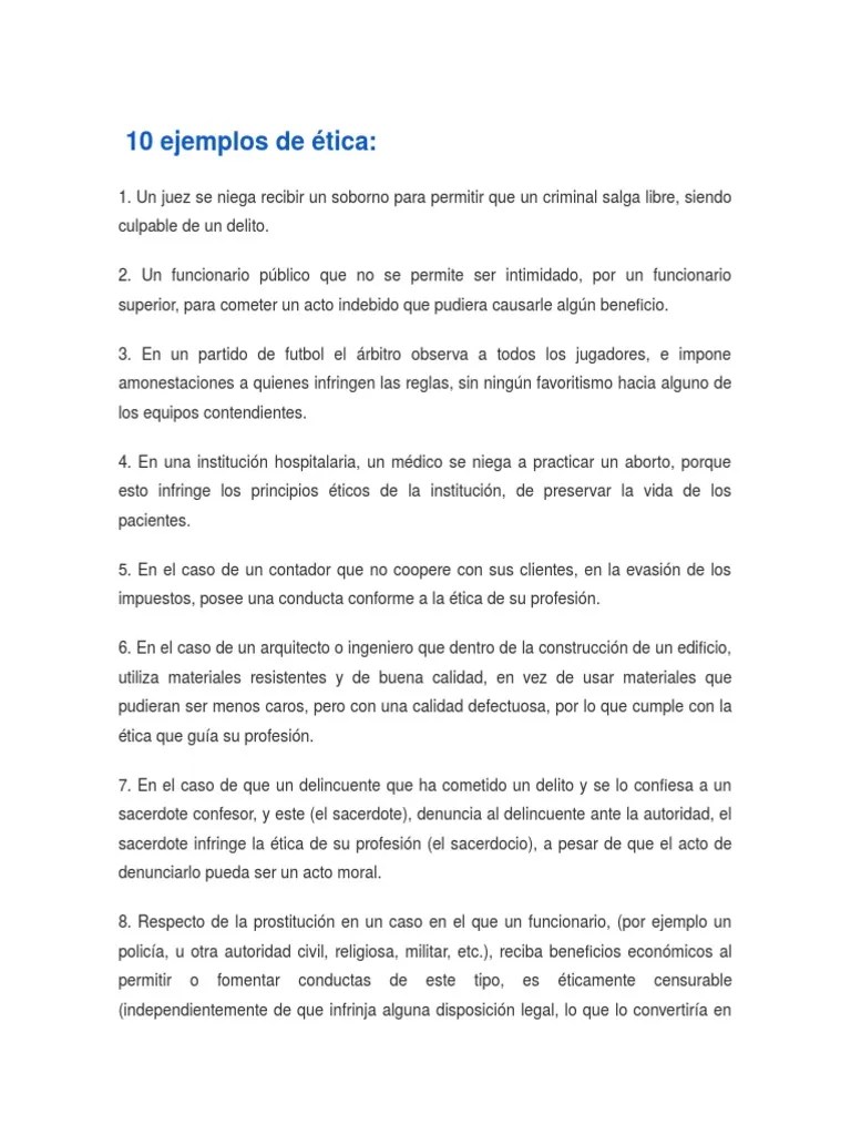 10 Ejemplos de Ã‰tica
