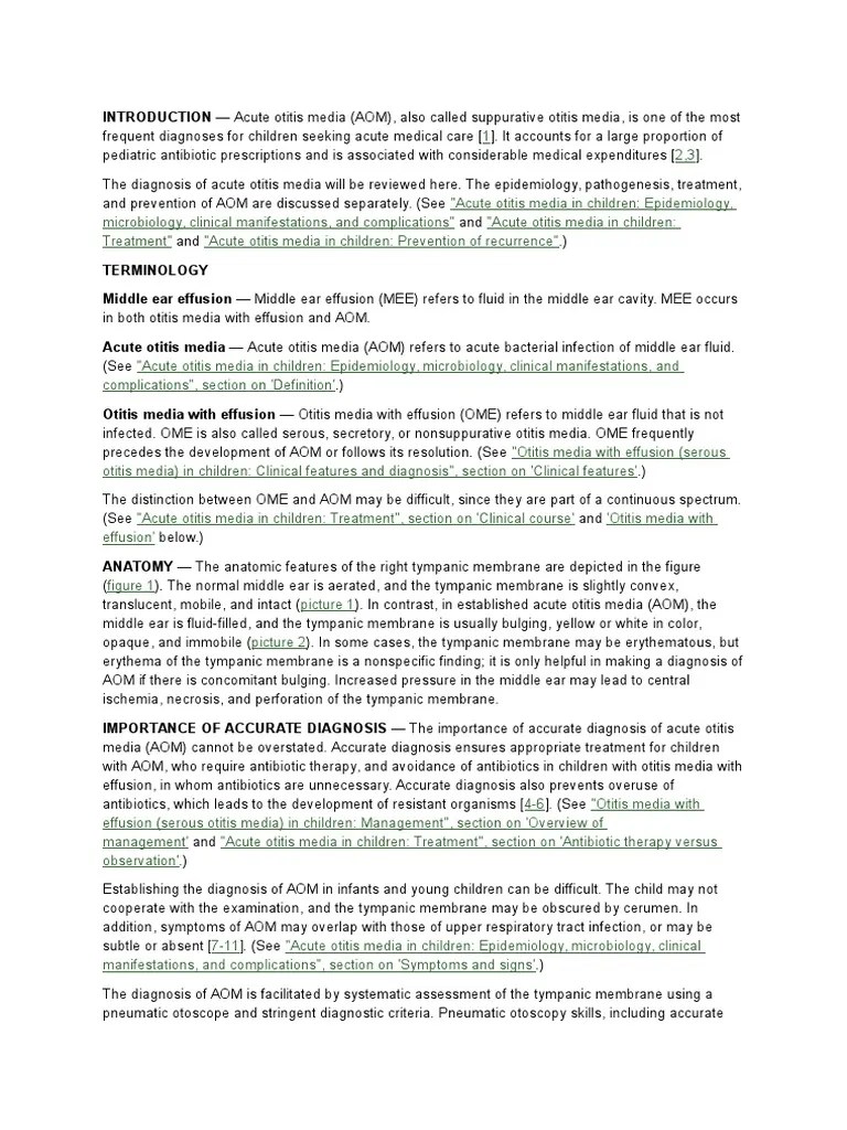Acute Otitis Media In Childrean Diagnosis Human Head And Neck