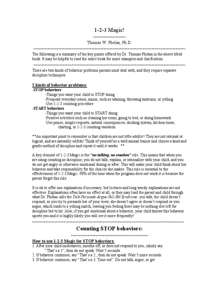 1-2-3-Magic Book Cheat Sheet | PDF | Psychological Concepts | Psychology