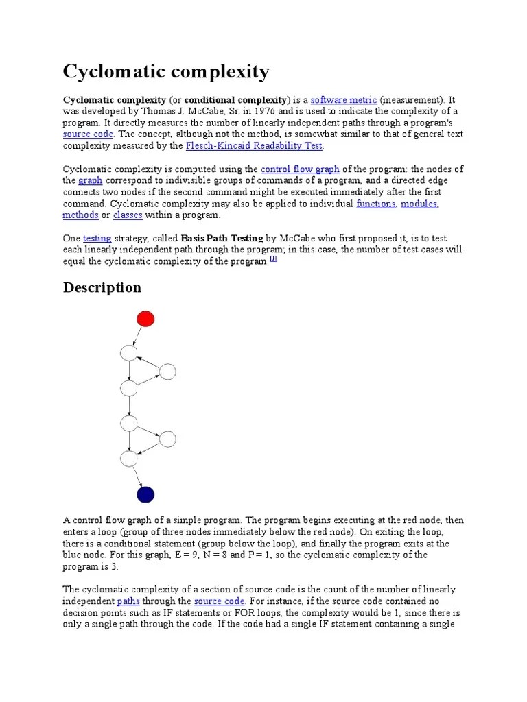 Cyclomatic Complexity Computer Engineering Mathematical Concepts