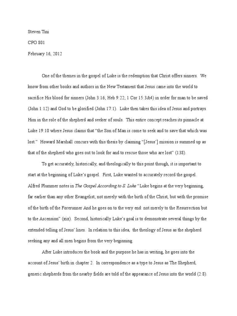 Book of Luke themes Repentance Gospel Of Luke