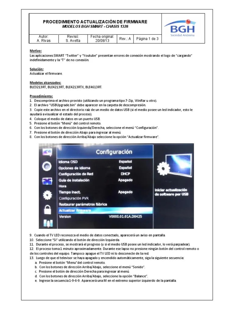Como Actualizar El Firmware en Smart BGH Ble3213RT Chasis 1328 1