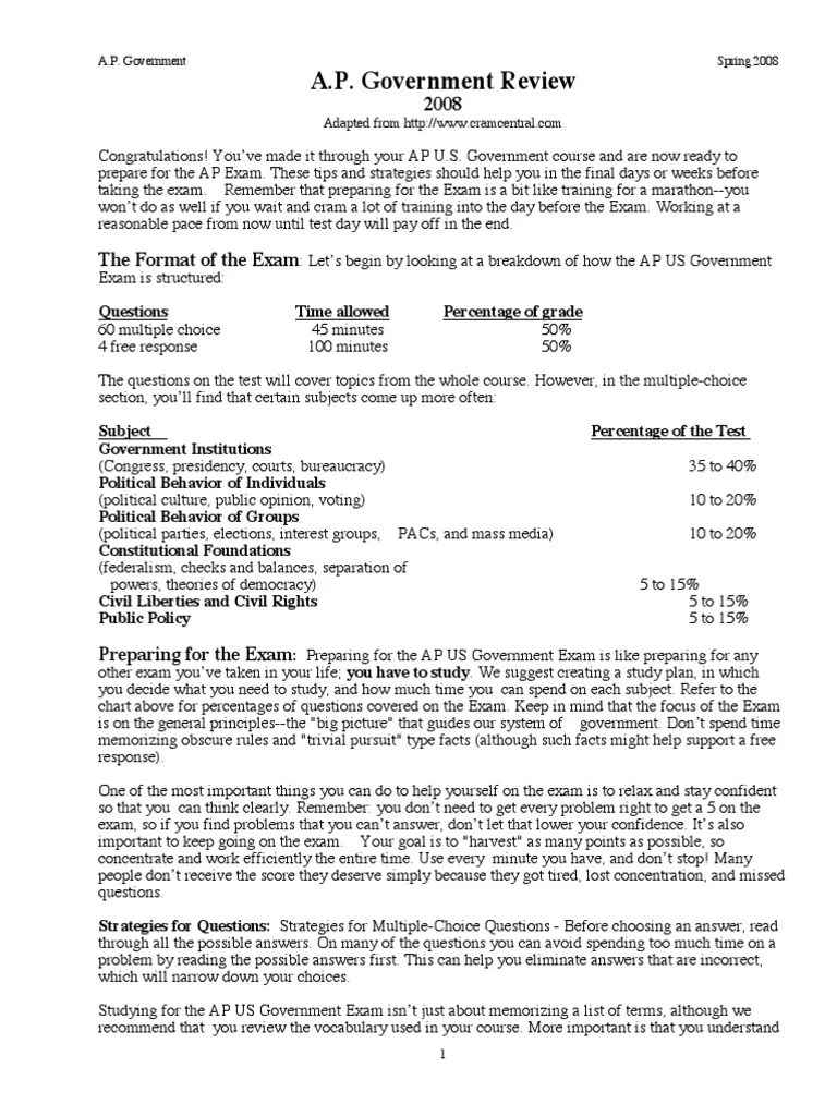 ap government review packet United States Constitution