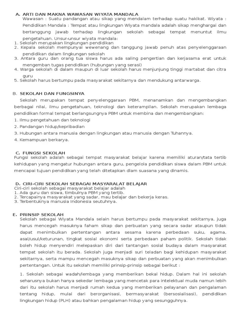 Arti Dan Makna Wawasan Wiyata Mandala | PDF