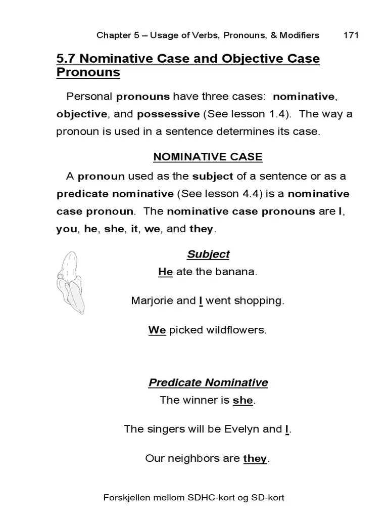 Cases in English Nominative and Objective PDF Object (Grammar