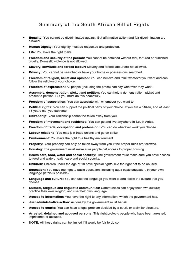 Bill of Rights Summary Egalitarianism Law And Economics
