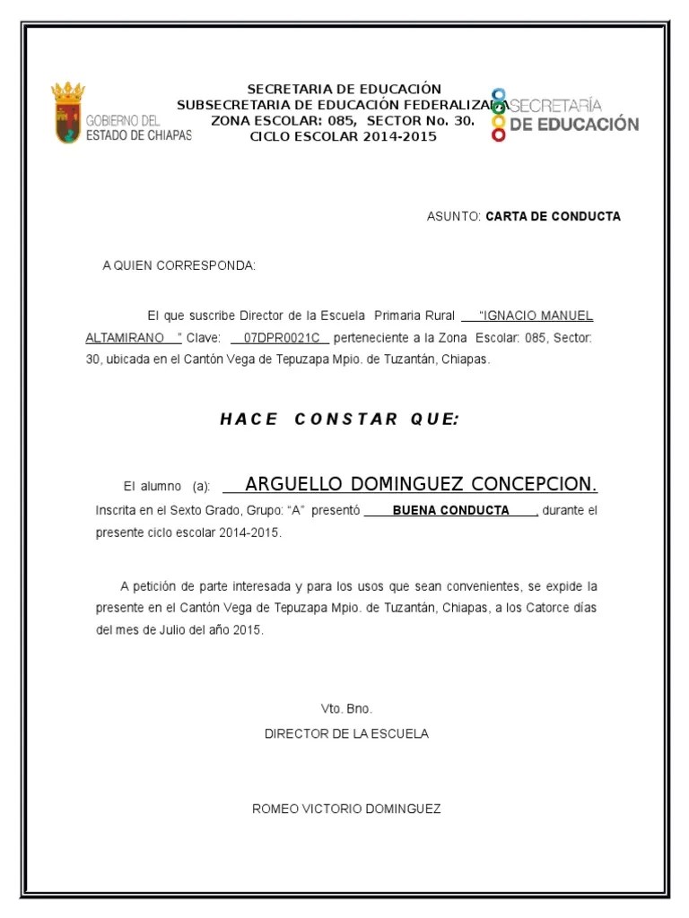 Carta de Conducta ROMEO Educación avanzada
