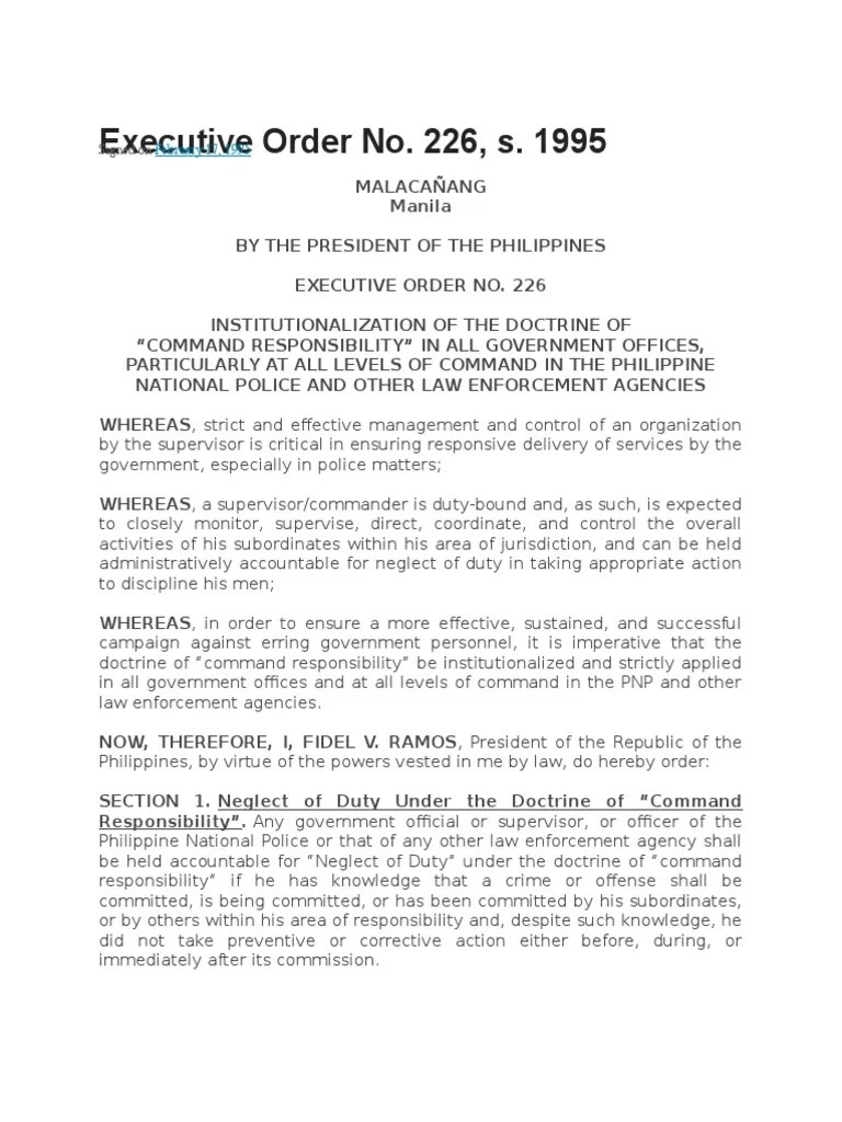 EXECUTIVE ORDER NO 226.docx President Of The Philippines Law