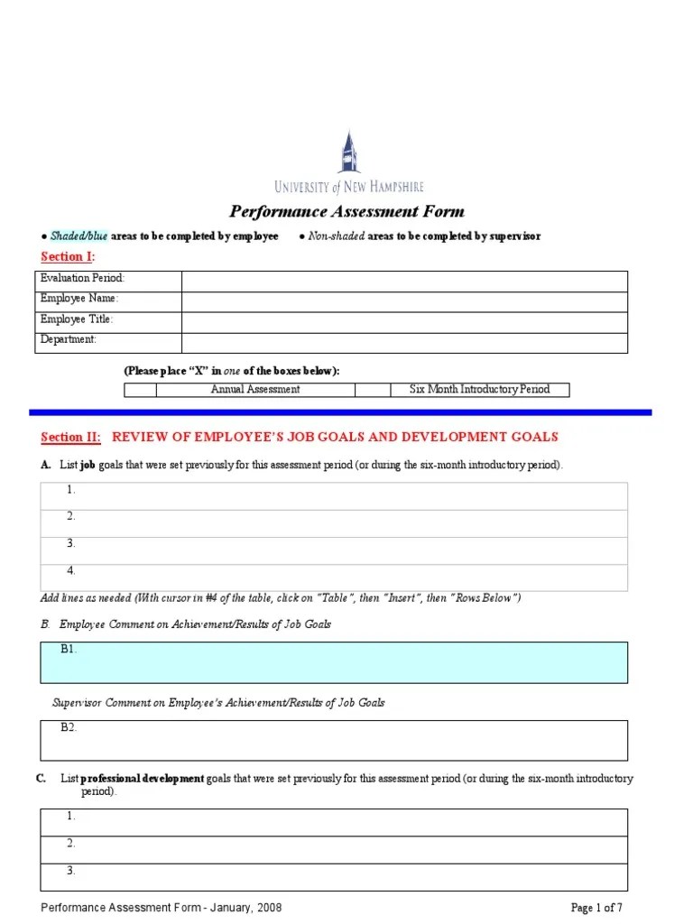 Performance Assessment Form Annual 6month Competence (Human Resources