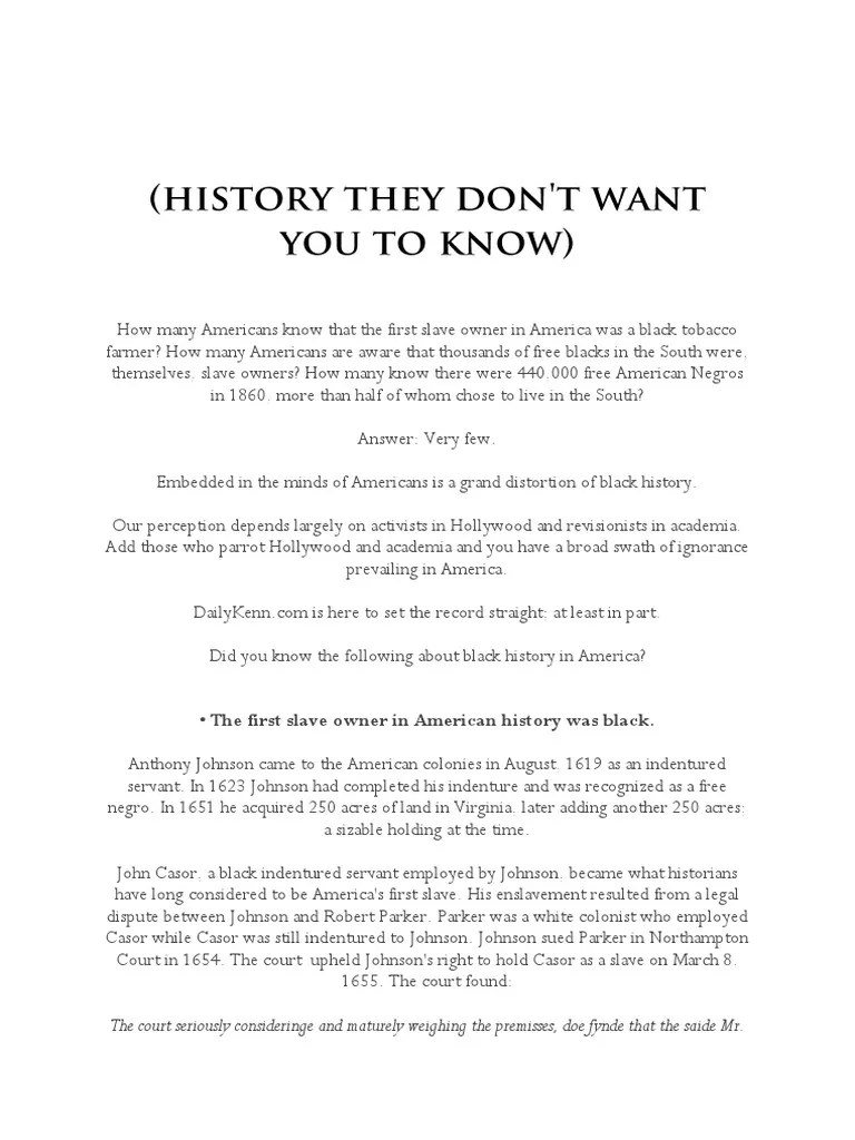 History They Don't Want You To Know PDF Slavery In The United