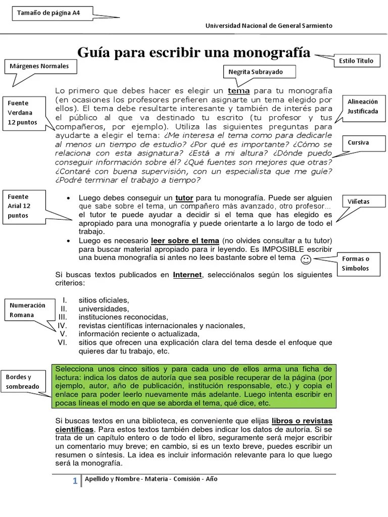 Guia Para Escribir Una Monografia Bibliografía Comillas