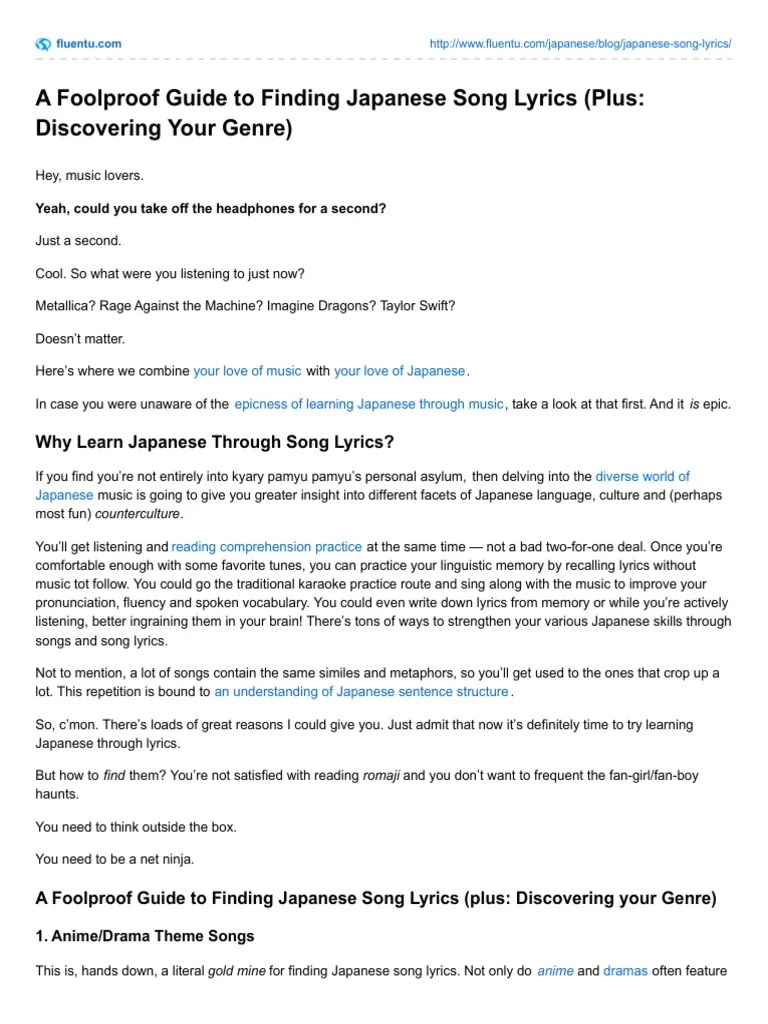 A Foolproof Guide to Finding Japanese Song Lyrics Plus Discovering Your