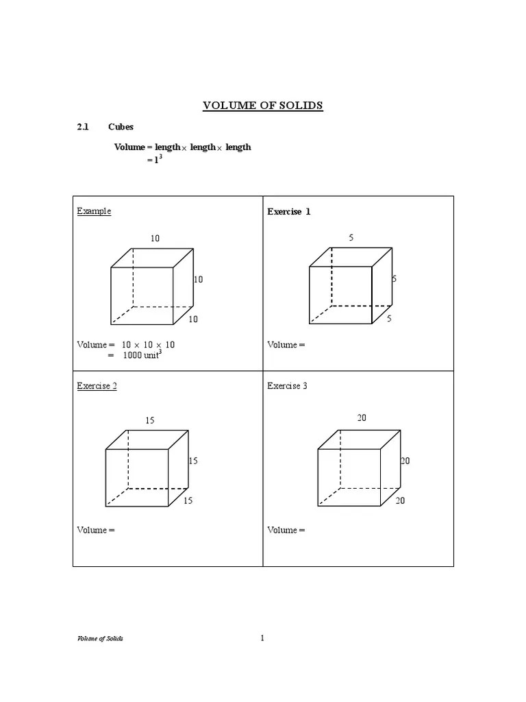 [Worksheet] Volume of Solids.pdf Volume Sphere