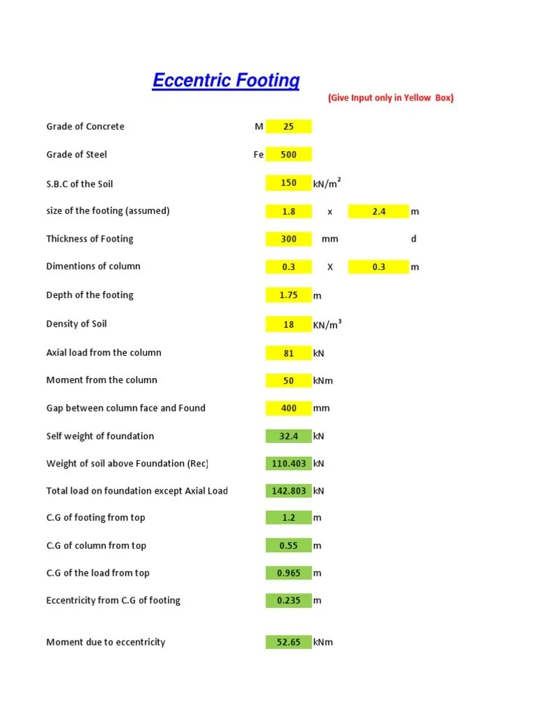 Eccentric Footing design example Column Shear Stress