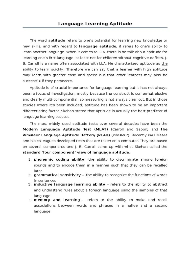 😎 Foreign language aptitude. Modern Language Aptitude Test. 20190123