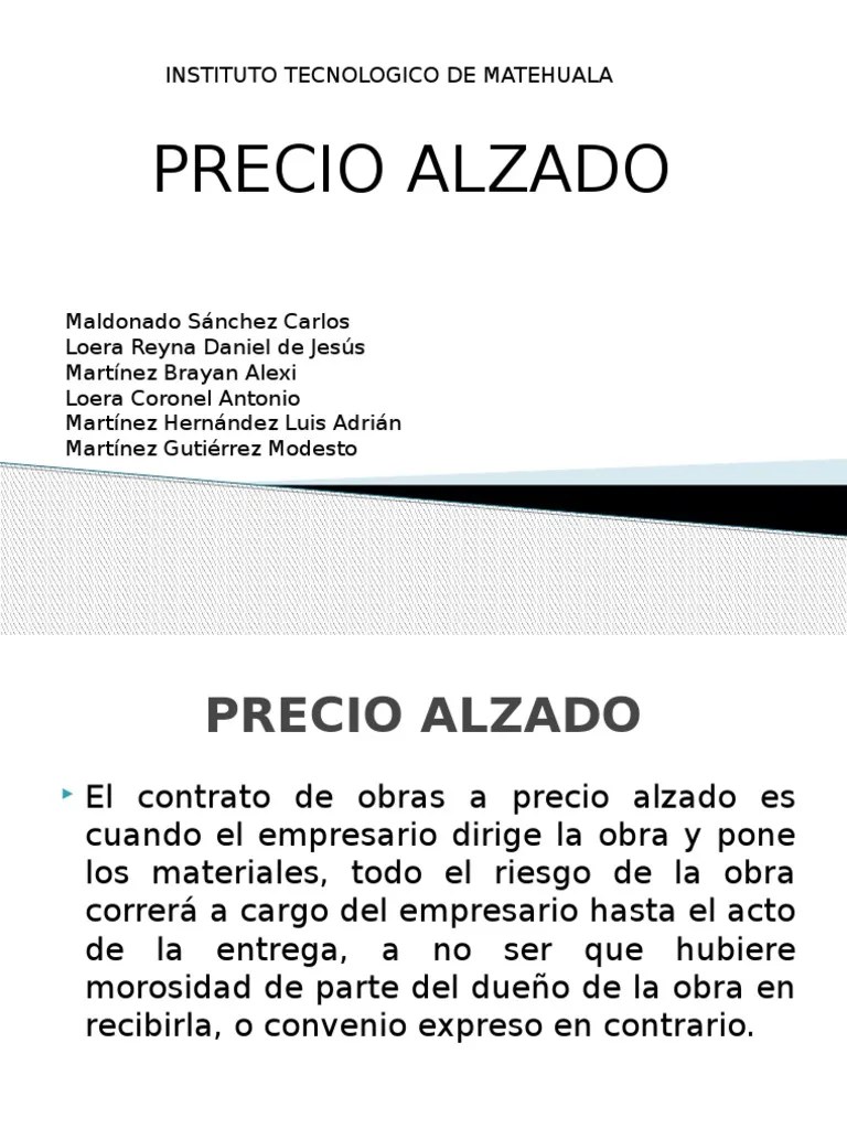 Precio Alzado 1 Precios Presupuesto