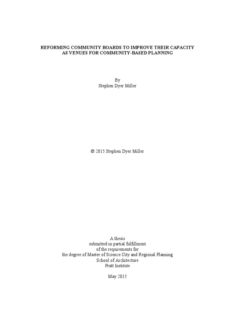 Reforming Community Boards To Improve Their Capacity As Venues For