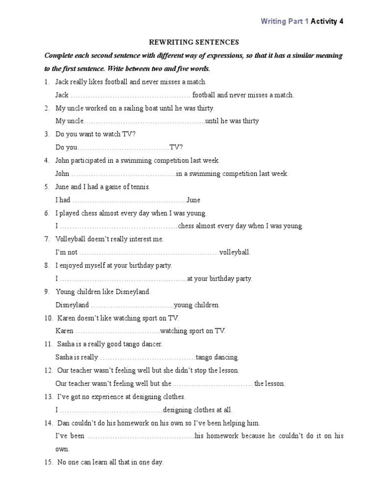 Practice Rewriting For b1 PDF Leisure