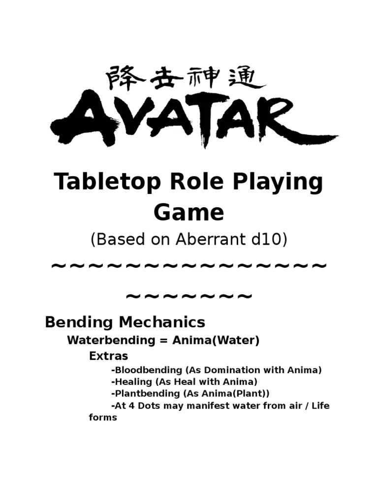 Avatar The Last Airbender/Legend of Korra tabletop RPG Nature Sports