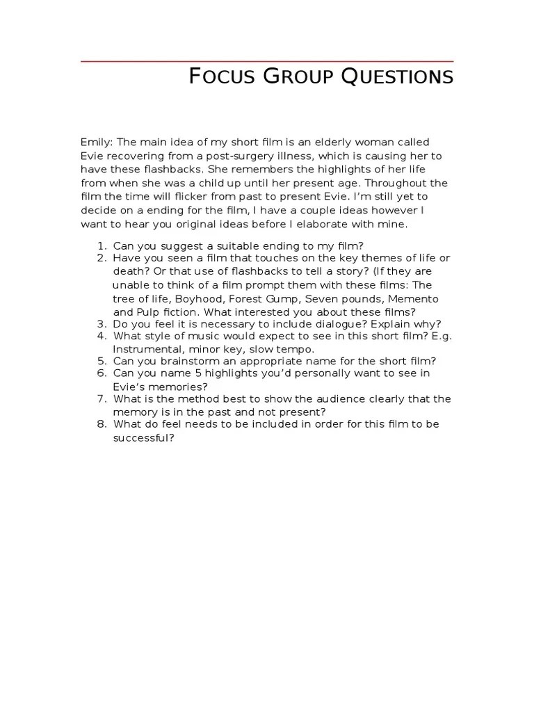 Focus Group Questions PDF