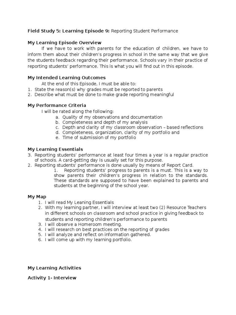 Field Study 5 Episode 9 Educational Assessment Educational Psychology