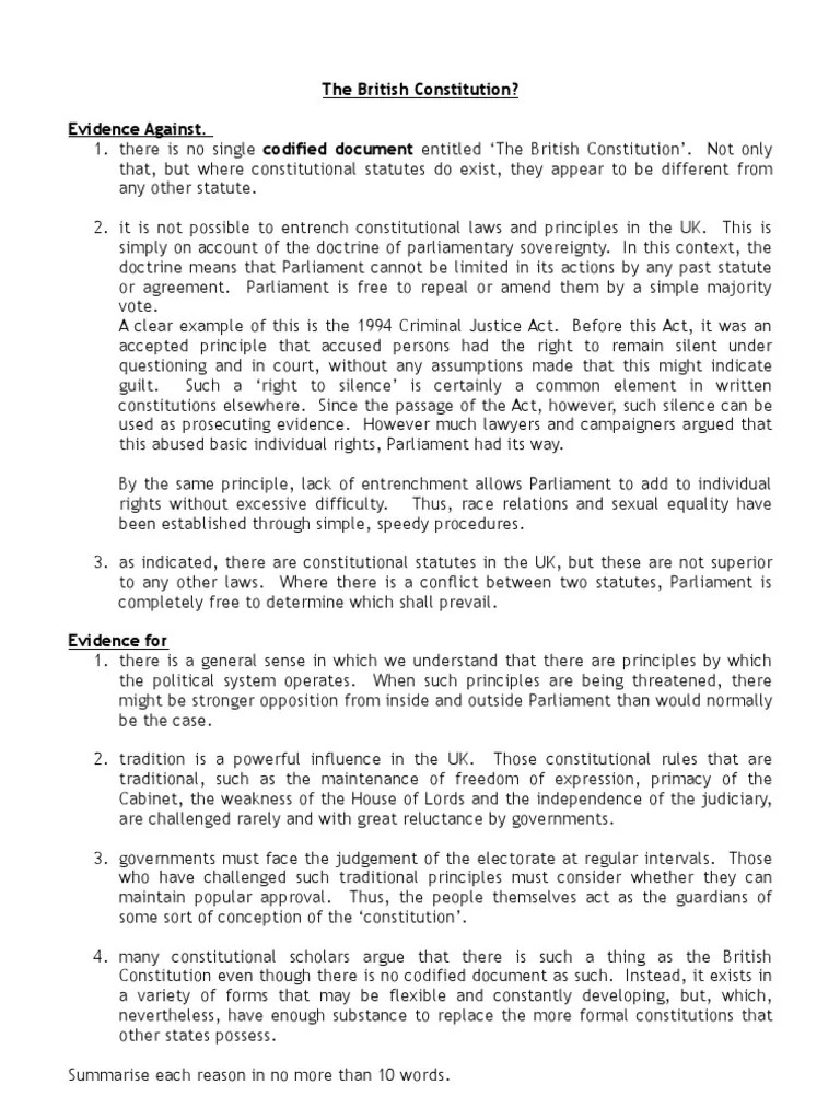 The British Constitution PDF Constitution Of The United Kingdom