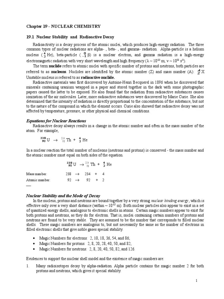 Nuclear Chemistry Notes | Nuclear Physics | Radioactive Decay