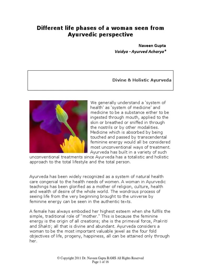 Woman Stages of Life Gupt Menopause Ayurveda