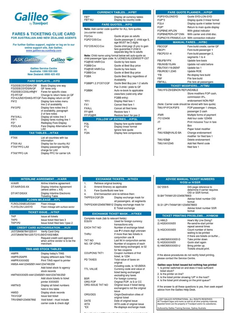 Galileo gds fares and tickets map of useful (economy) aviation services