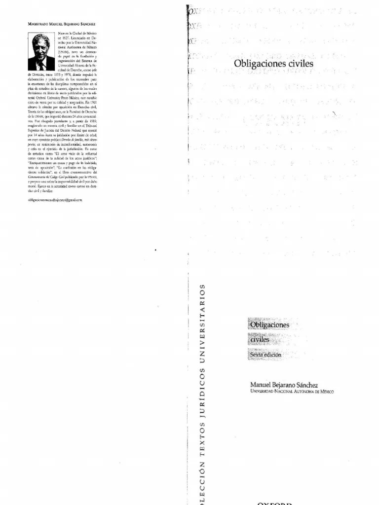 Obligaciones Civiles. Manuel Bejarano Sánchez Conceptos legales